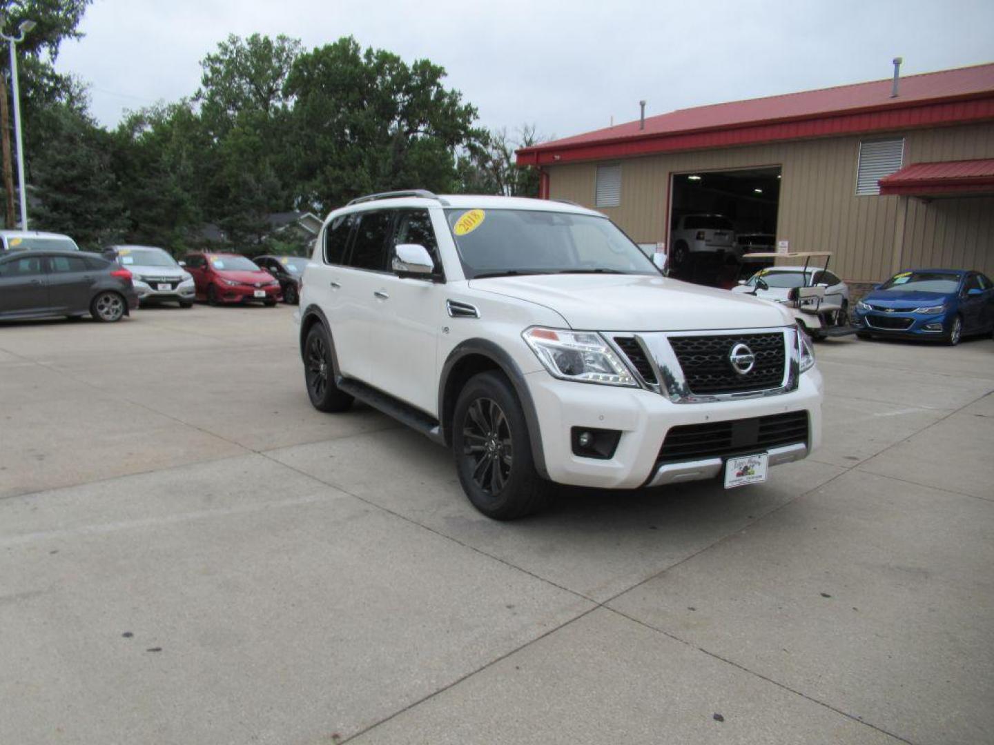 2018 WHITE NISSAN ARMADA PLATINUM (JN8AY2NE7J9) with an 5.6L engine, Automatic transmission, located at 908 SE 14th Street, Des Moines, IA, 50317, (515) 281-0330, 41.580303, -93.597046 - Photo#2